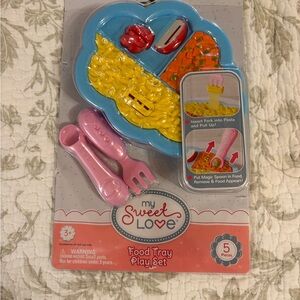 Sweet Love disappearing, peas Food Tray Set - Blue and Pink